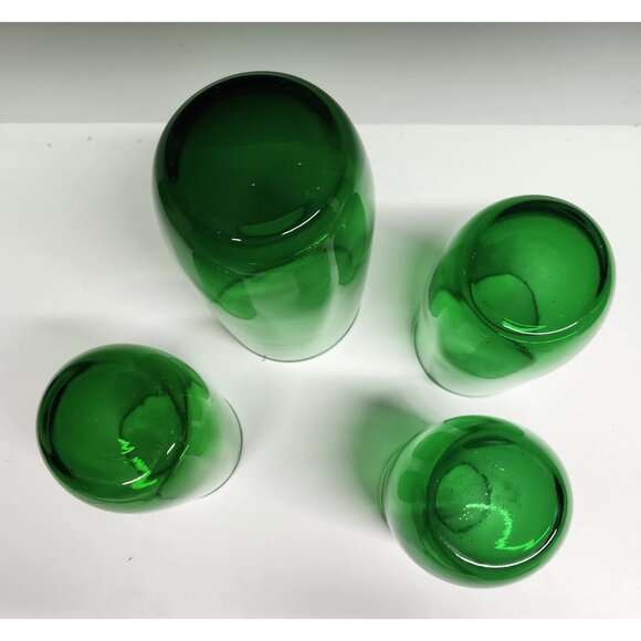 Forest Green Vintage Glasses, Roly Poly Anchor Hocking Set (4) - Picture 6 of 7